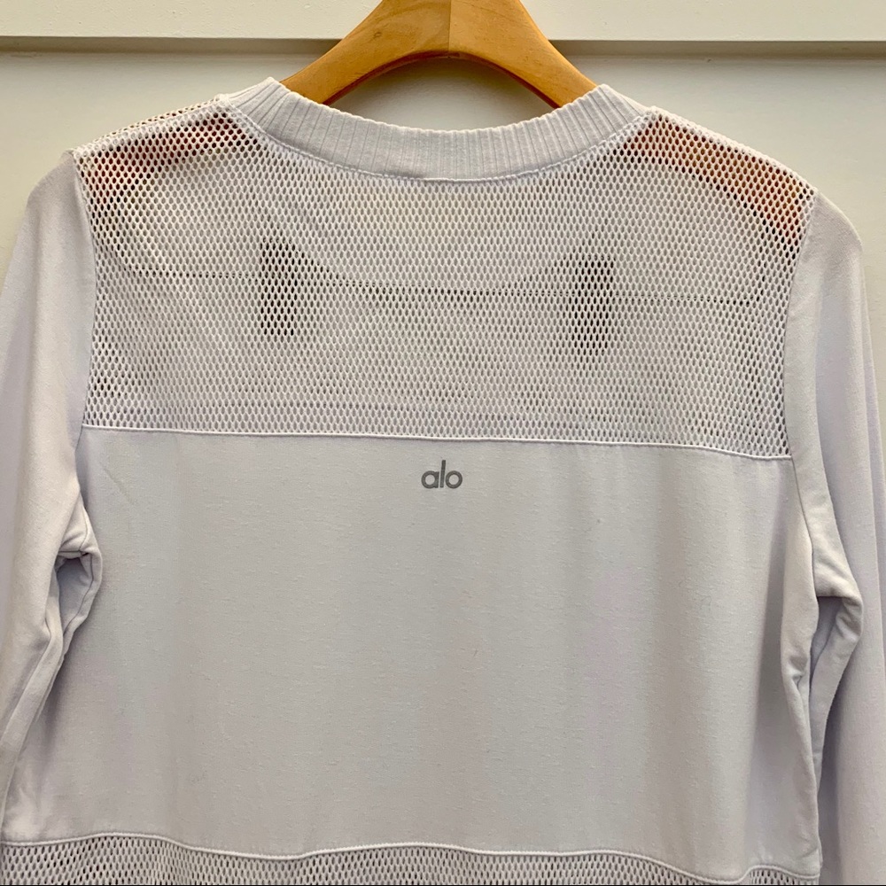 ALO Yoga White Mesh Panel Long Sleeve Top Sz S - Picture 7 of 8